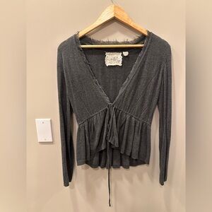 Anthropologie Angel of the North S Cashmere Gray Clasp Sweater